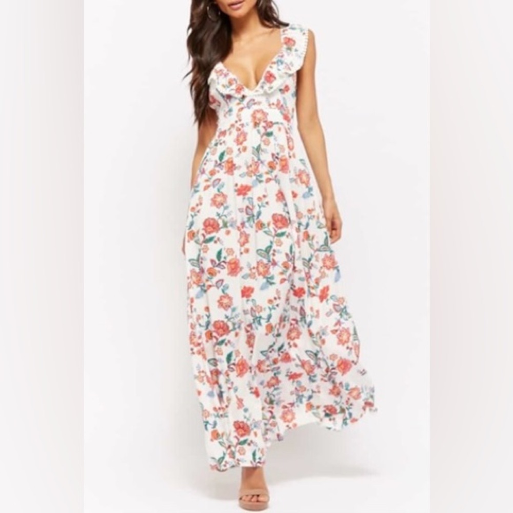 Forever21 Strappy Floral Print Maxi Dress in size Large